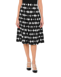 Jupe midi d’impression optique en soie - Black