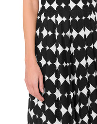 Jupe midi d’impression optique en soie - Black