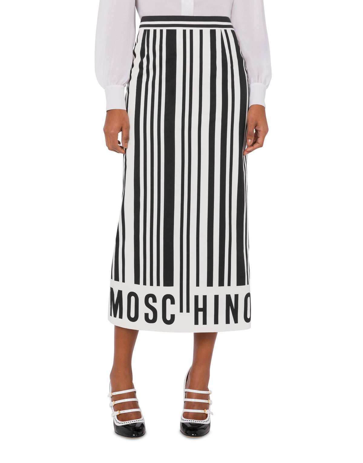 Midi skirt in heavy cotton poplin - White