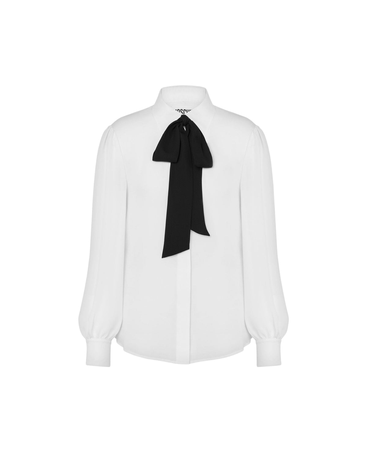 Chemise en soie charmeuse et nœud papillon - White