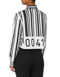 Chemise courte en popeline de coton épais - White