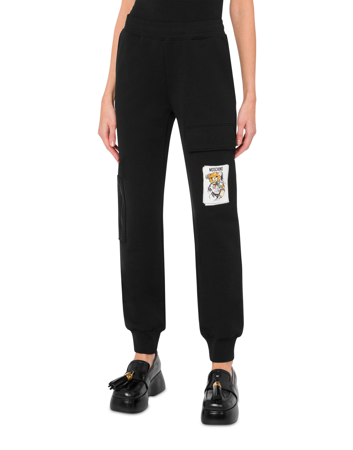 Cotton teddy bear jogging bottoms - Black