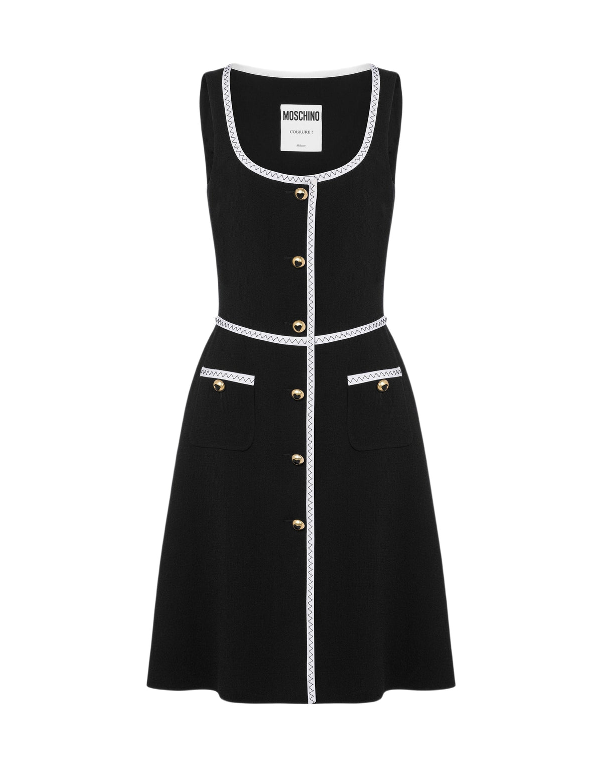 Robe midi à boutons en laine mélangée - Black