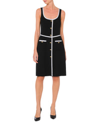 Robe midi à boutons en laine mélangée - Black