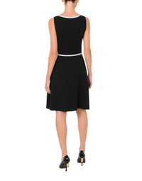 Robe midi à boutons en laine mélangée - Black