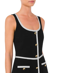 Robe midi à boutons en laine mélangée - Black