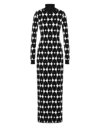 Robe longue en coton tricotée - Black