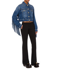 Cropped jacket with fringes - Blue