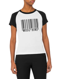 T-shirt à logo et manches contrastantes en coton - White