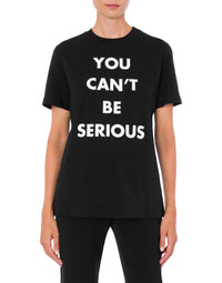 Contrast slogan T-shirt in cotton – Black