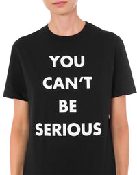 Contrast slogan T-shirt in cotton – Black