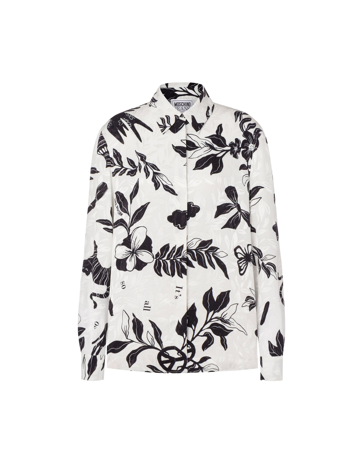 Jacquard shirt with Allover Symbols print - White