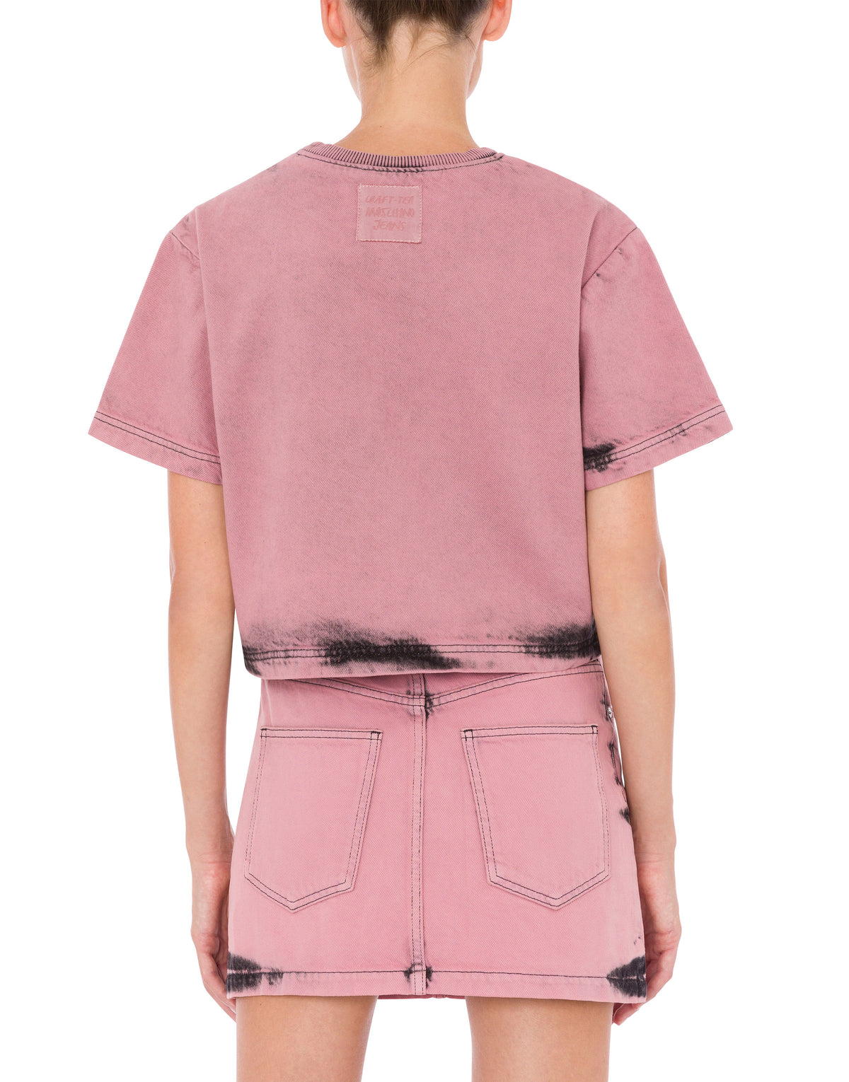 T-shirt court en denim - Pink