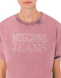 T-shirt court en denim - Pink