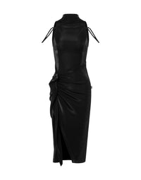 Robe midi à col montant - Black