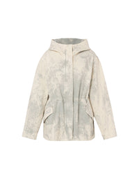 Hooded jacket in maldyed cotton drill - Beige