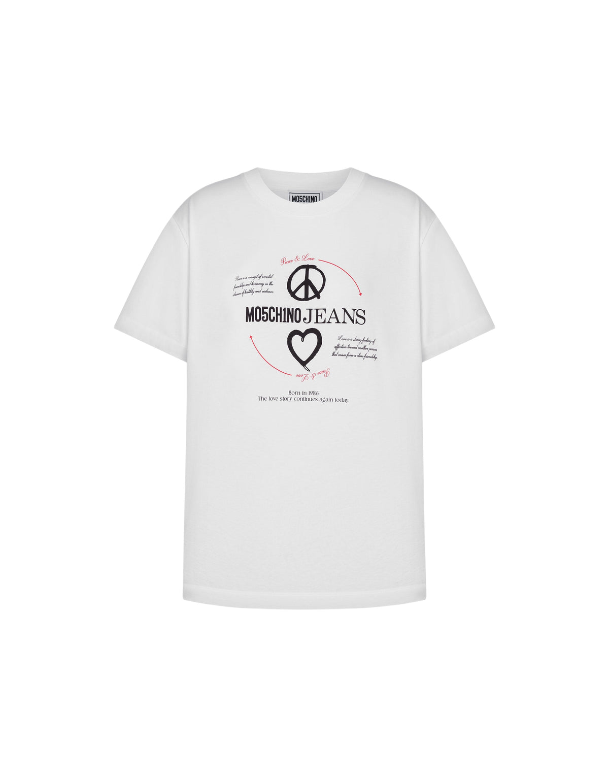 T-shirt à imprimé paix et amour en coton - White