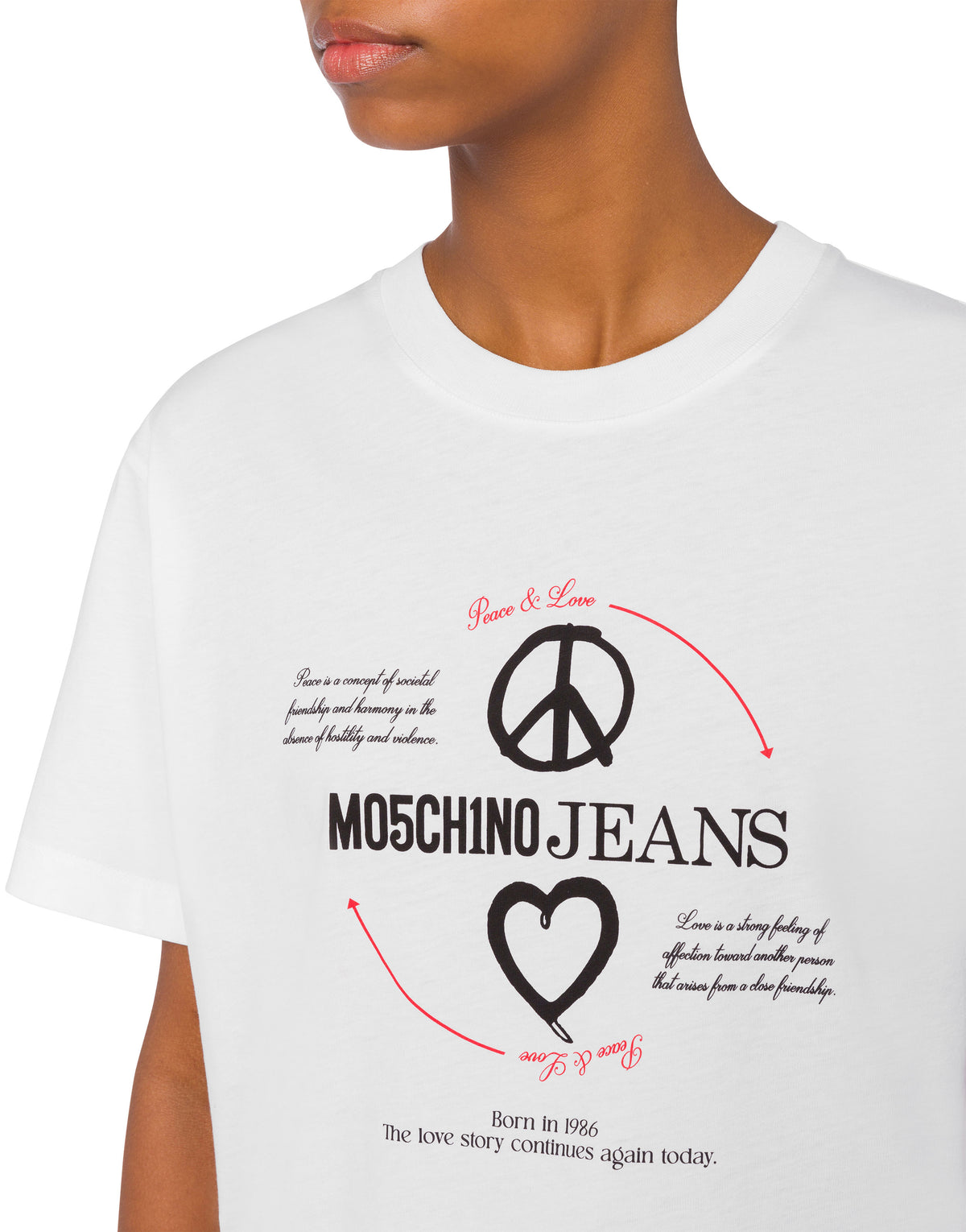T-shirt à imprimé paix et amour en coton - White