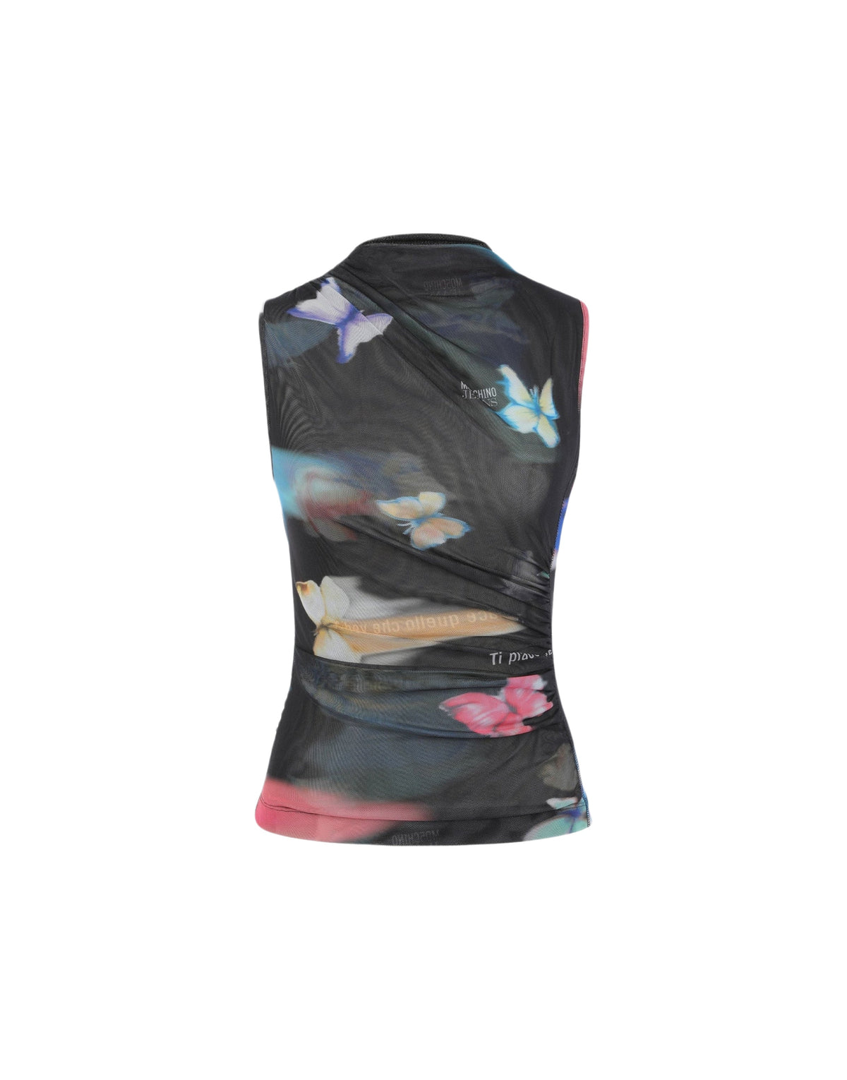 Top imprimé papillons en tulle - Black
