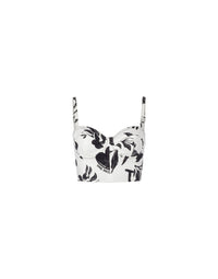 Crop top stretch en gabardine de coton - White