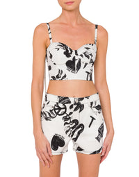 Crop top Allover Symbols - White