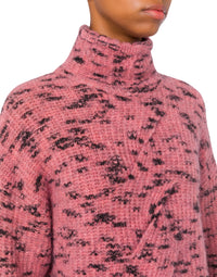 Pull à col roulé boutonné - Pink