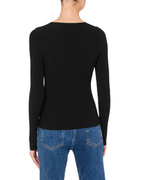 Pull contrasté à logo - Black