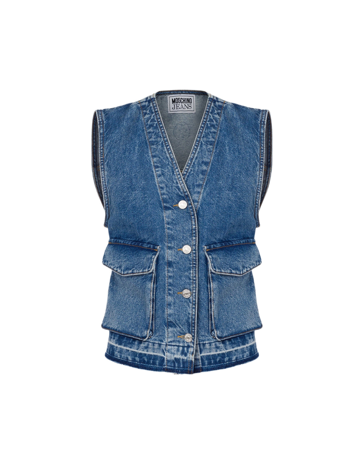 Gilet à écusson paix en denim - Blue