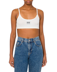 Crop top sportif en coton - White