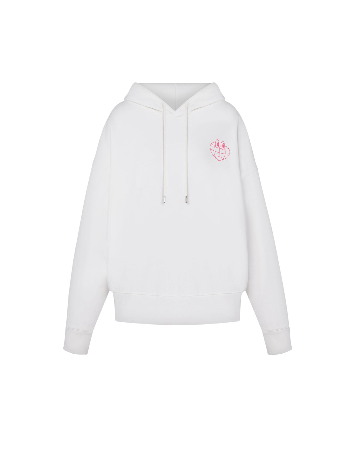 Cotton hooded top with heart-shaped print - White