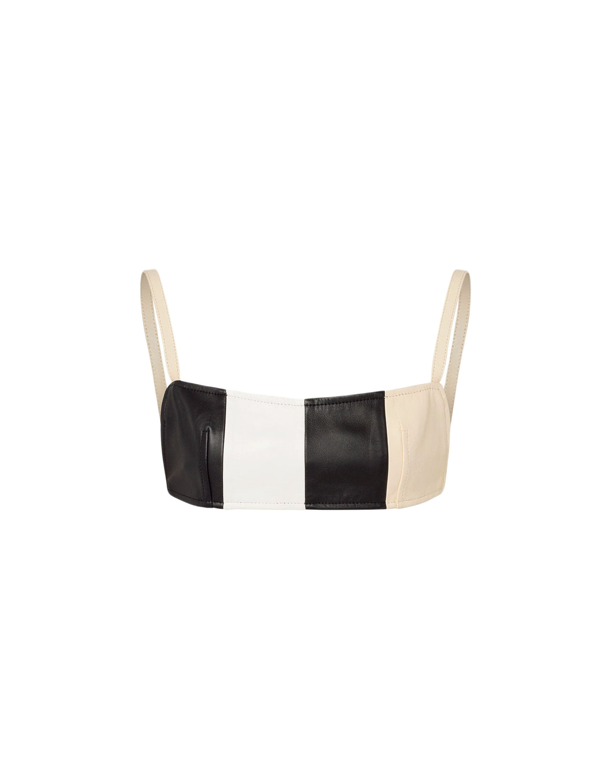 Crop top à patchwork en cuir - White