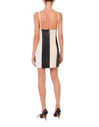 Robe courte à patchwork en cuir - White