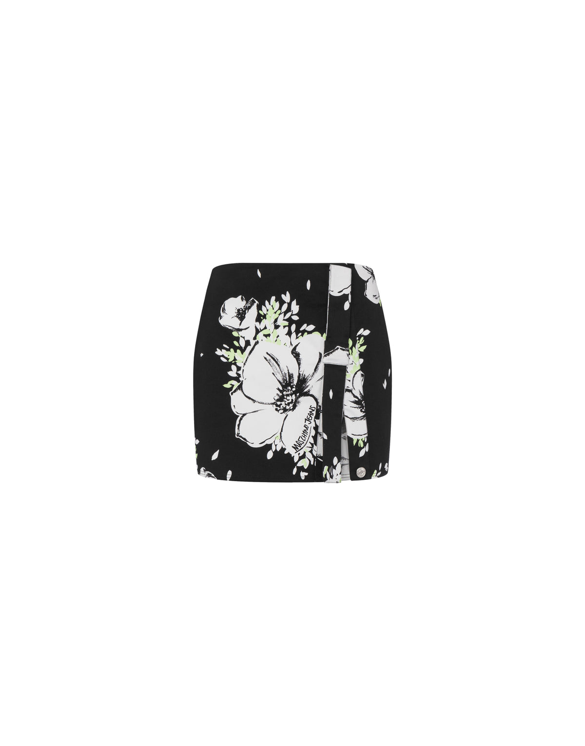 Graphic Flower Print nylon miniskirt
 - Black
