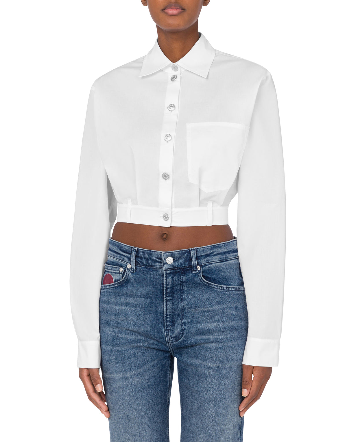 Cropped cotton shirt - White