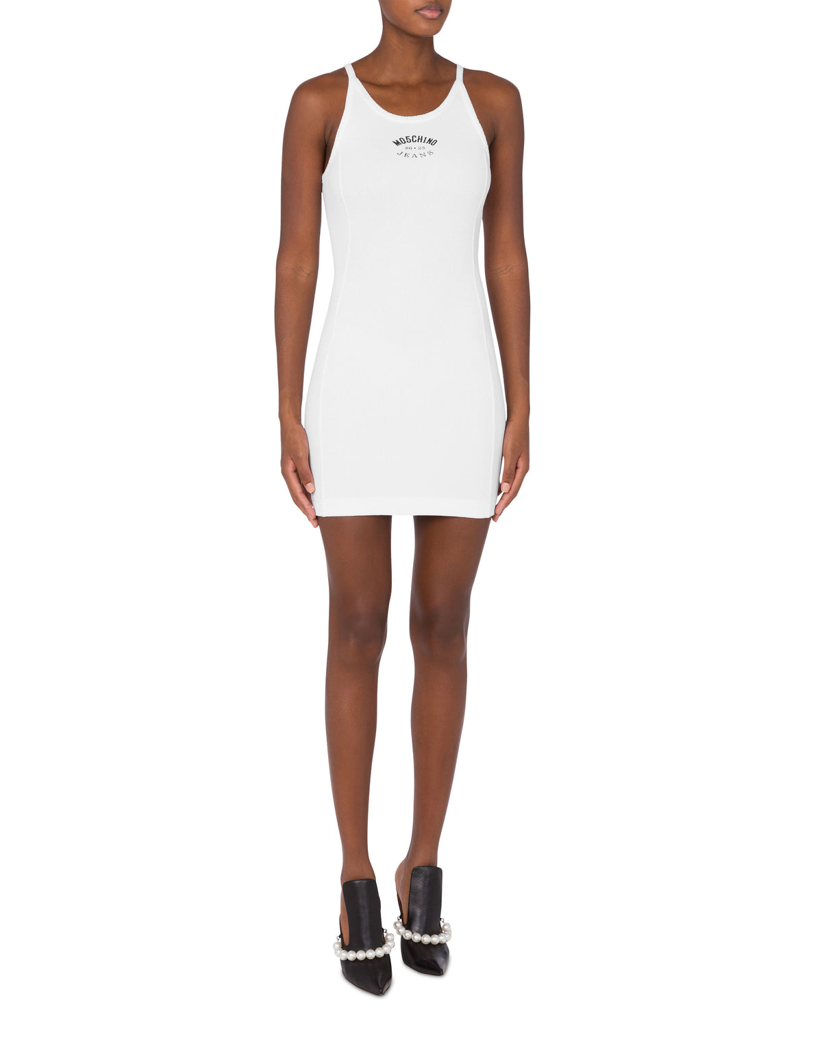 Robe courte en coton stretch - White