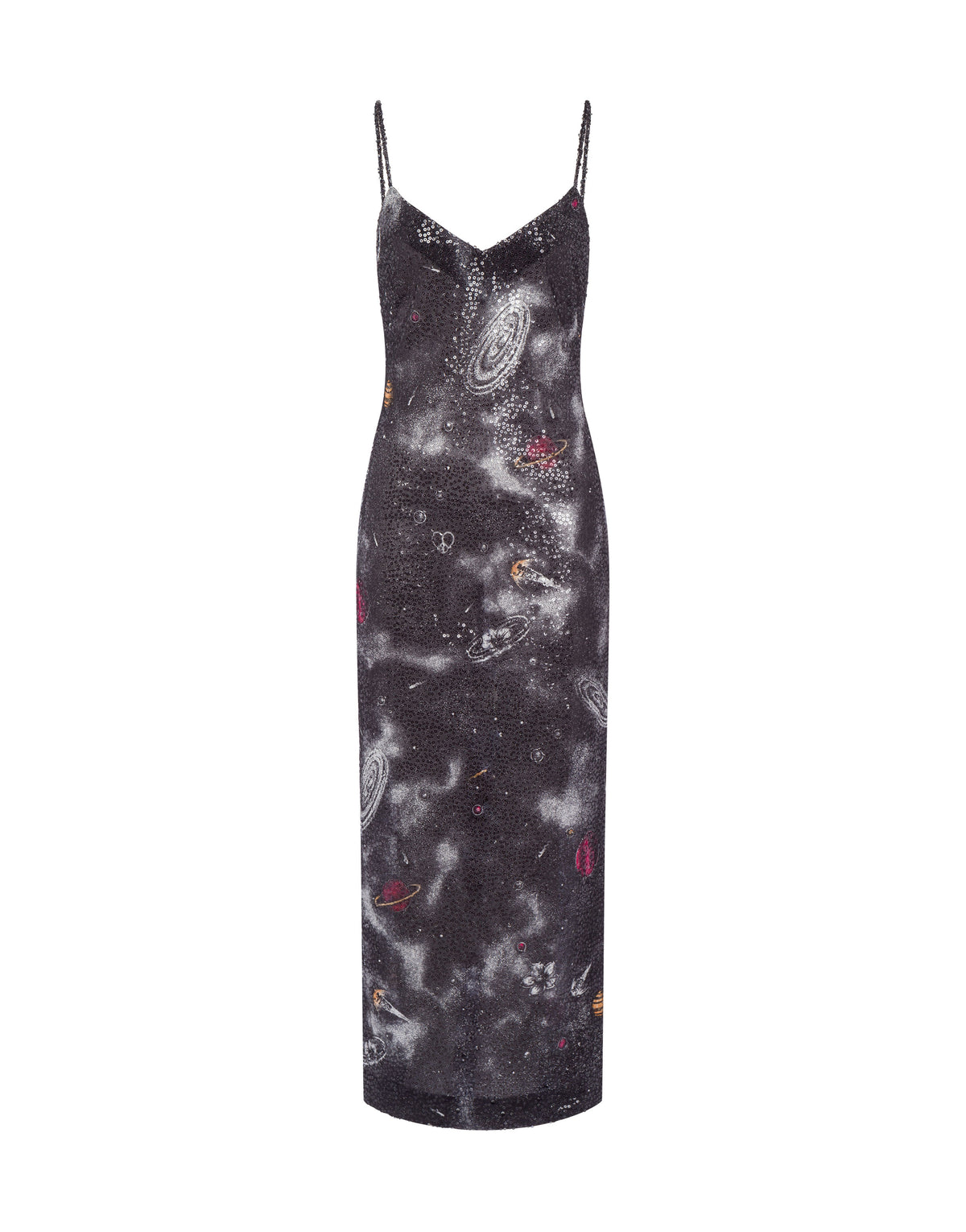 Robe midi à imprimé espace - Grey
