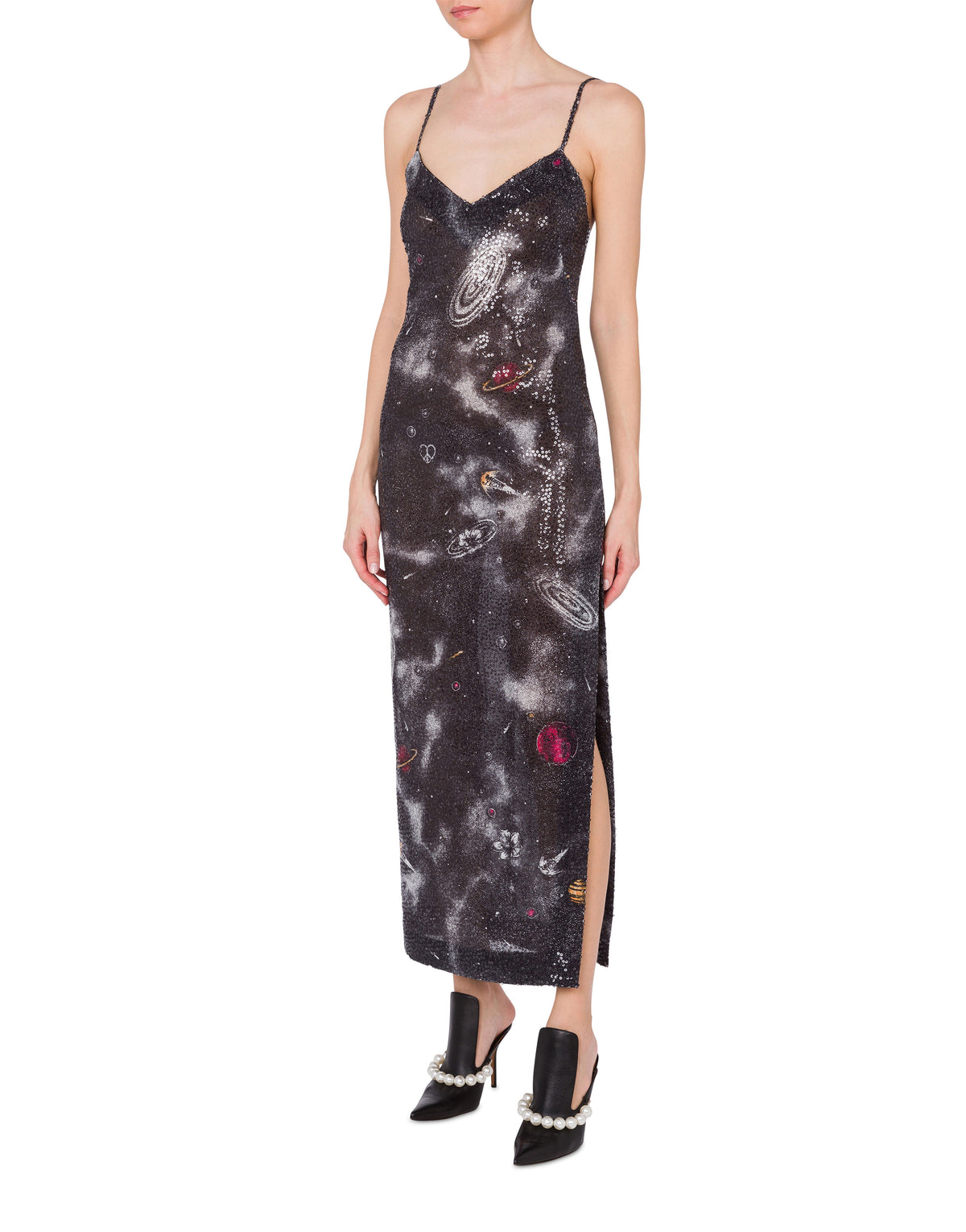 Robe midi à imprimé espace - Grey