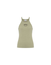 Ribbed tank top in stretch cotton
 - Green