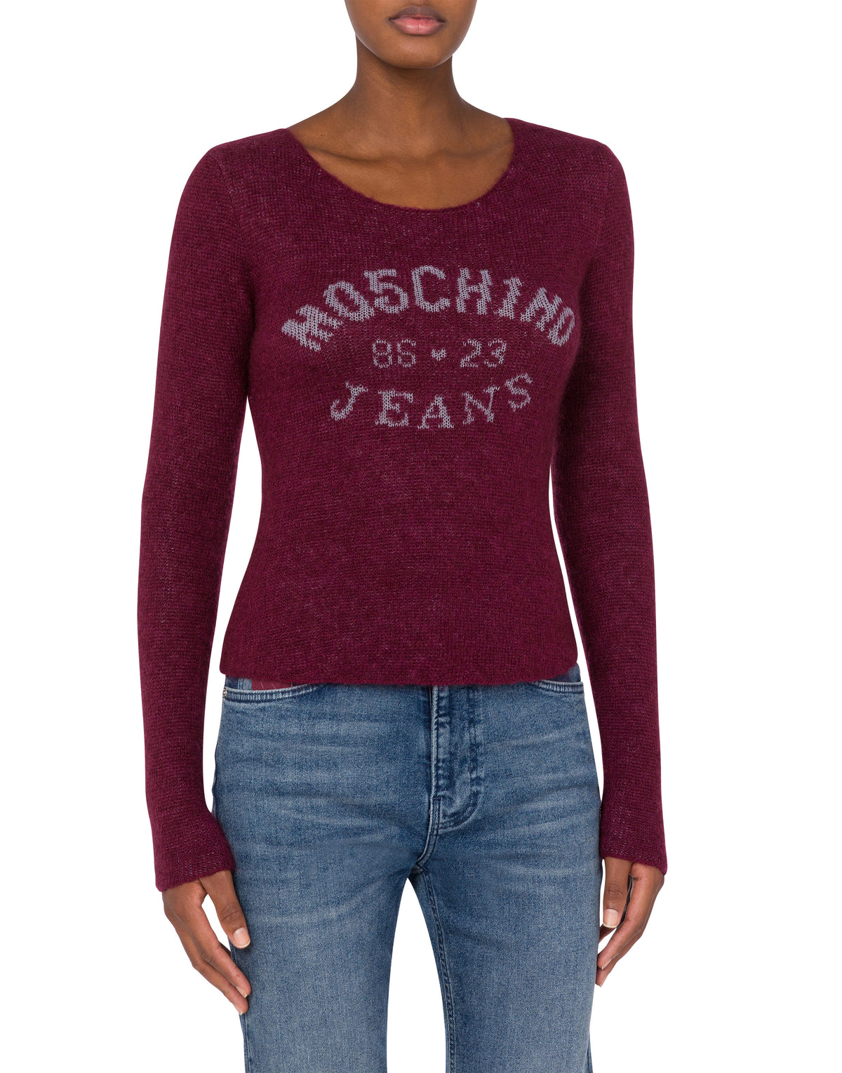 Mohair wool blend pullover with logo - Red