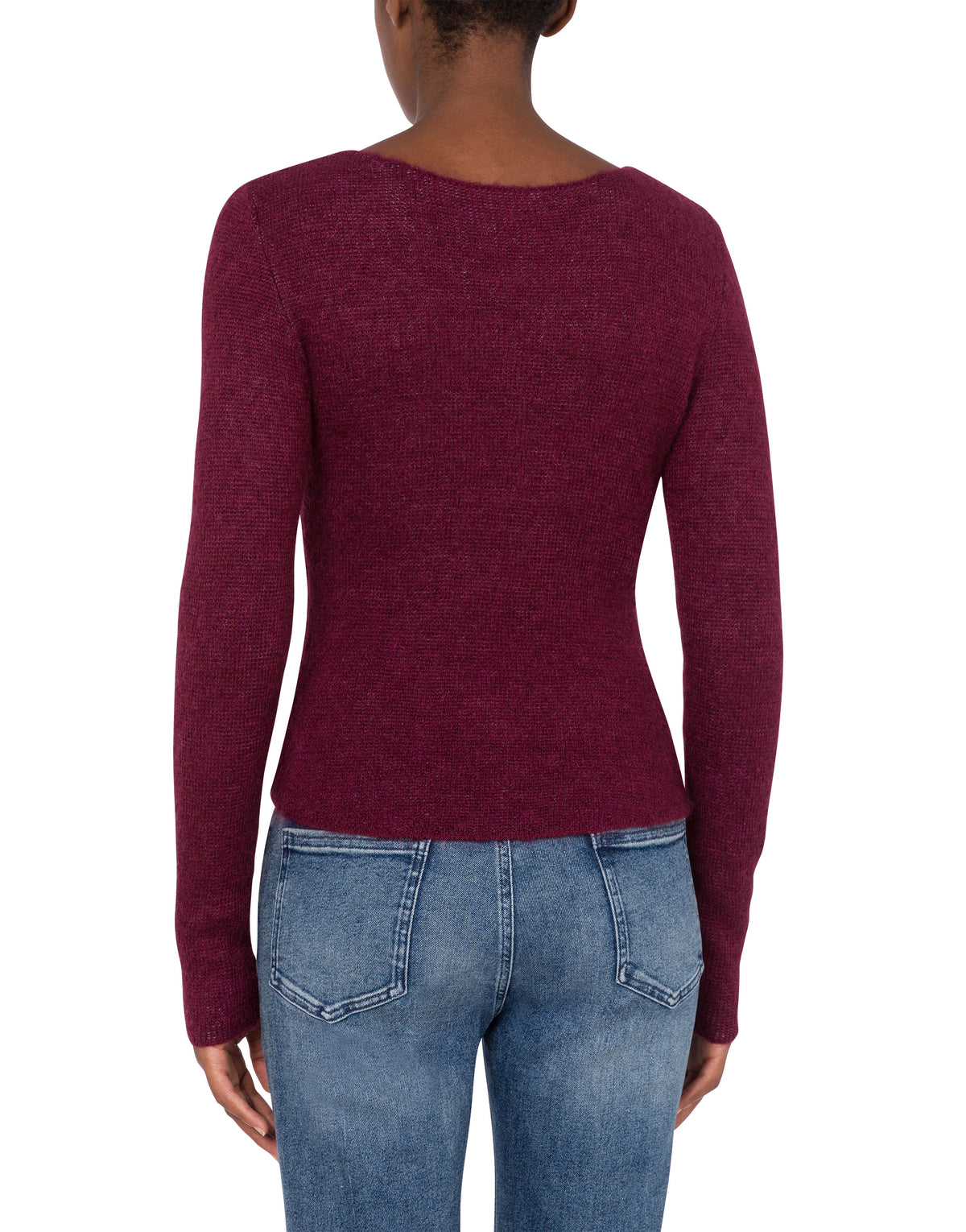 Mohair wool blend pullover with logo - Red