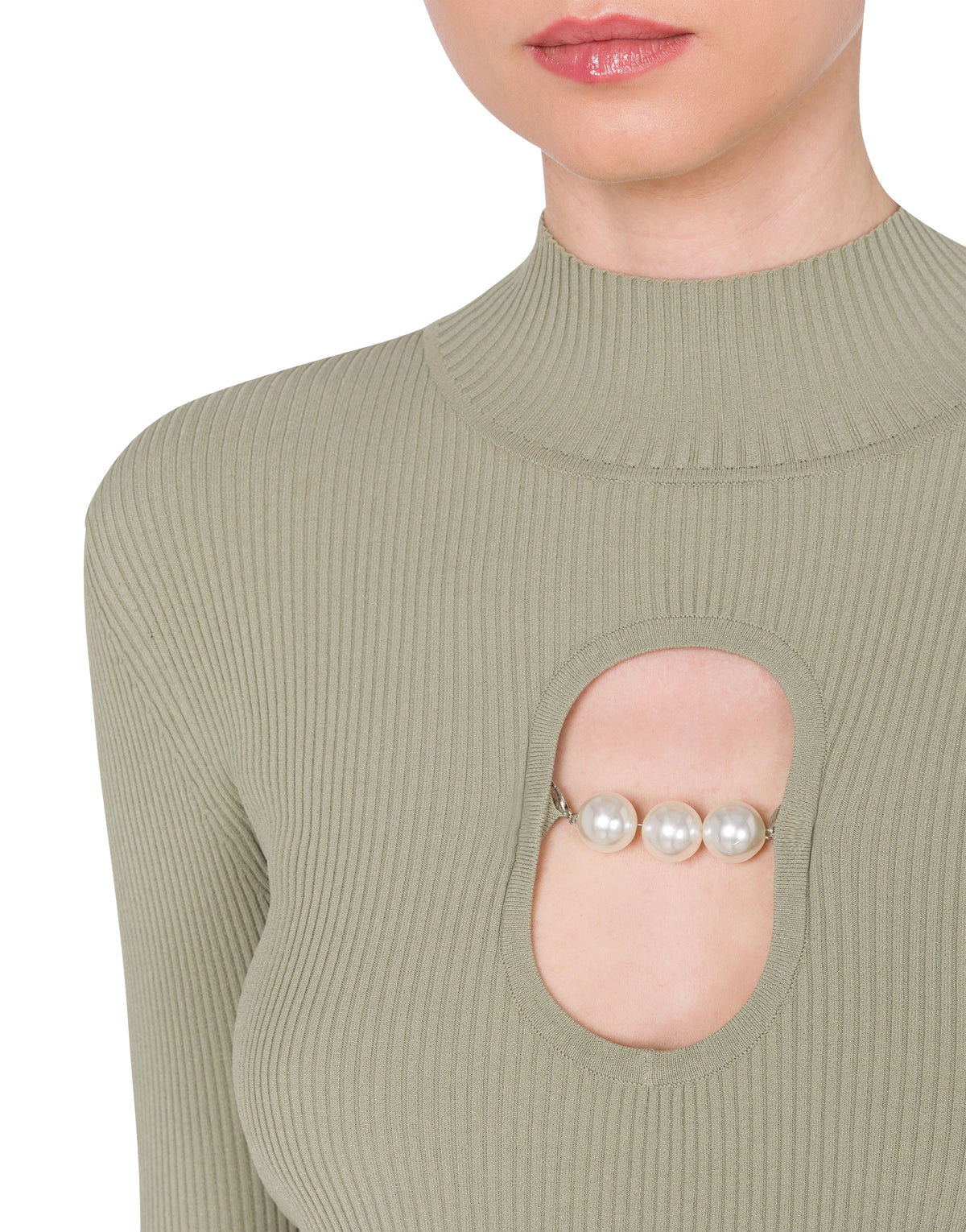 Pearls stretch viscose bodysuit - Green