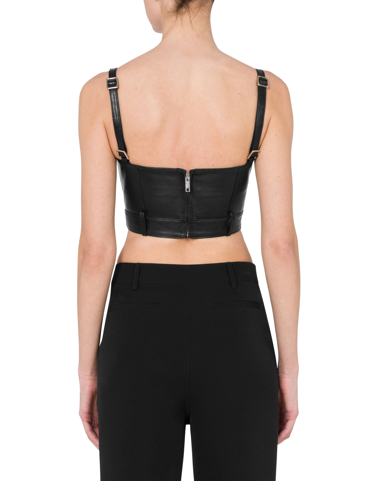 Leather crop top - Black