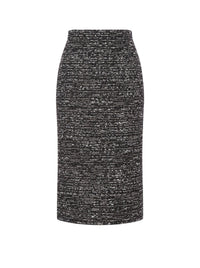 Buttoned tweed midi skirt - Dark Grey