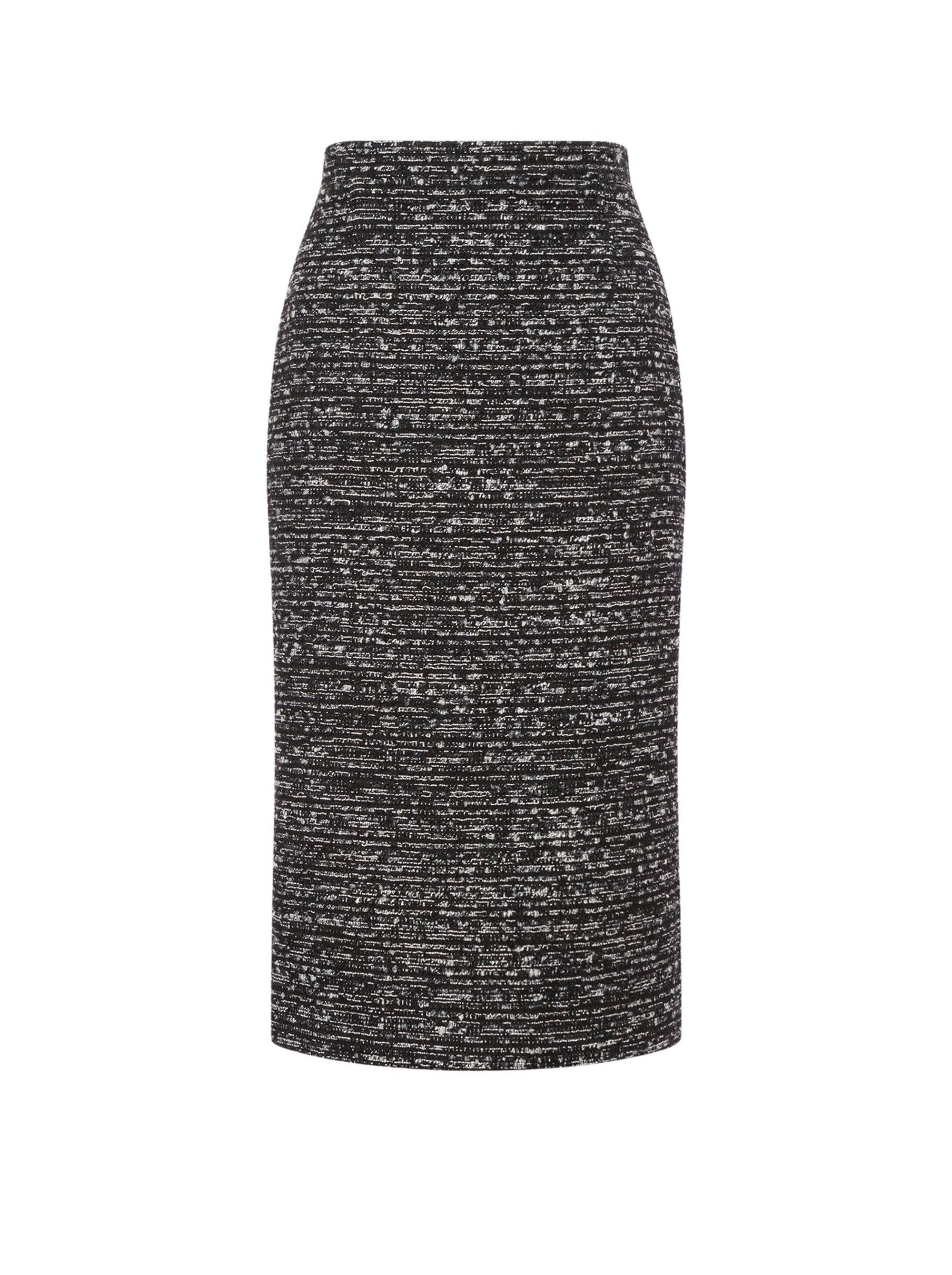 Buttoned tweed midi skirt - Dark Grey