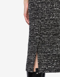 Buttoned tweed midi skirt - Dark Grey