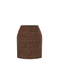 Jupe courte en tweed boutonné - Brown