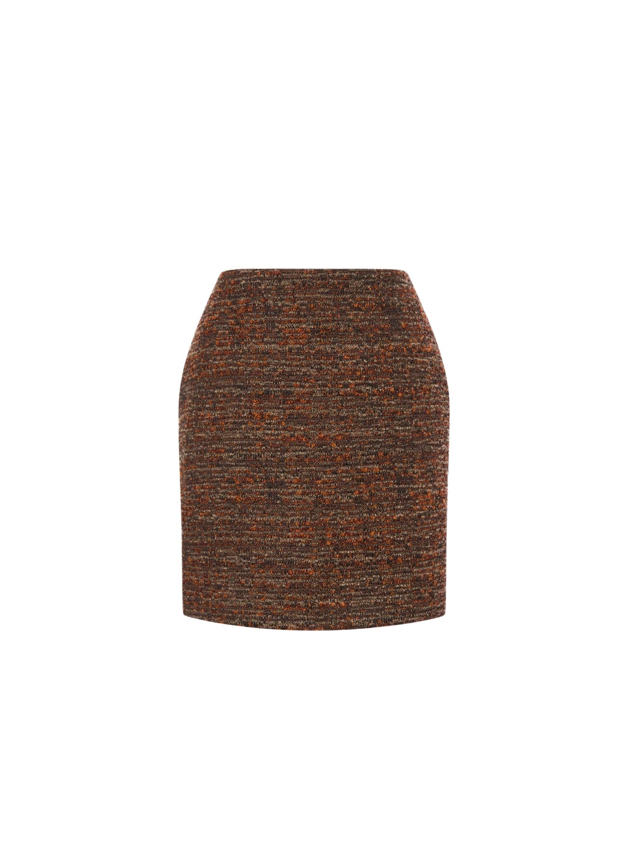Jupe courte en tweed boutonné - Brown