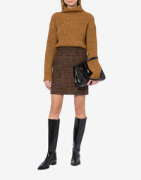 Jupe courte en tweed boutonné - Brown