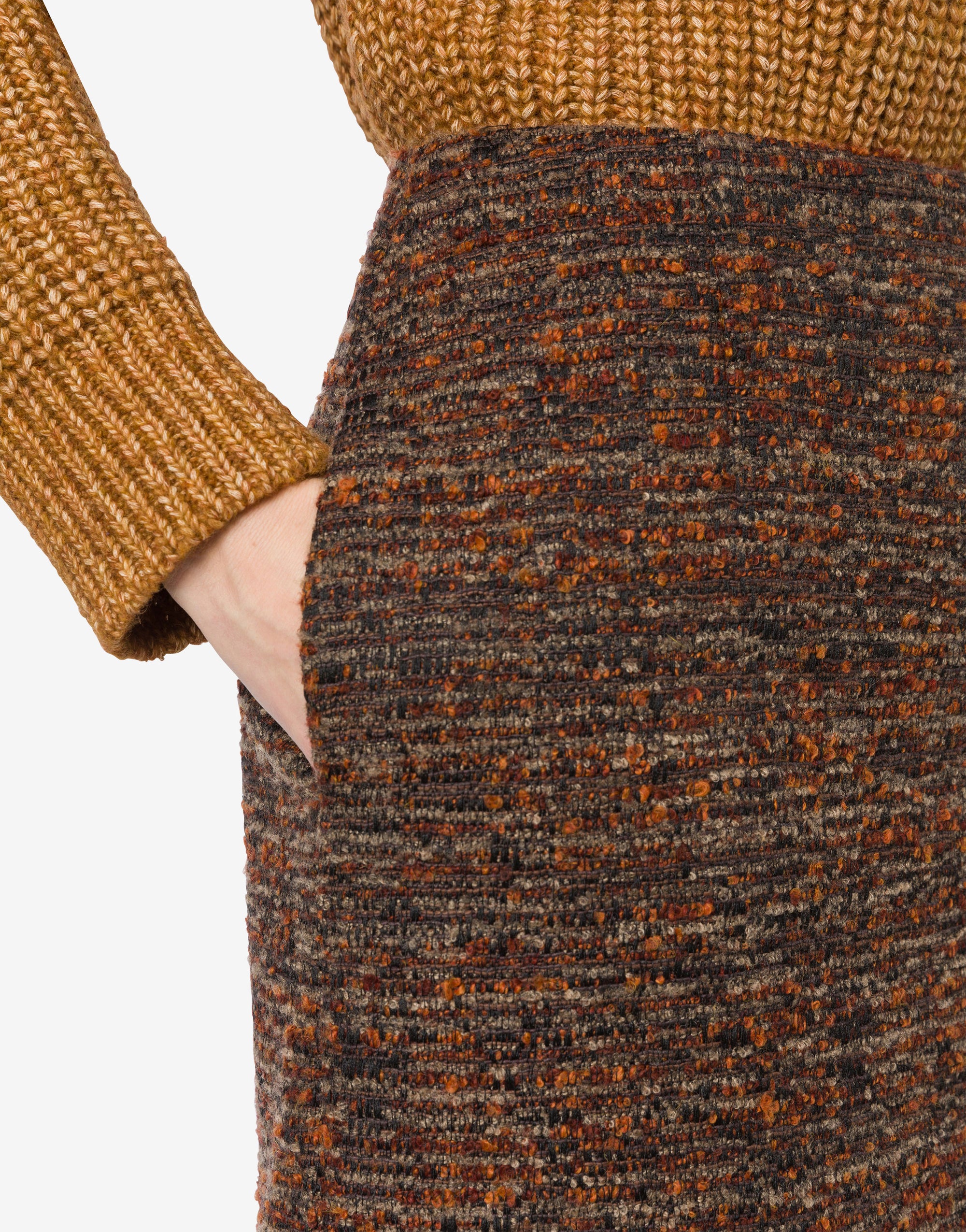Jupe courte en tweed boutonné - Brown