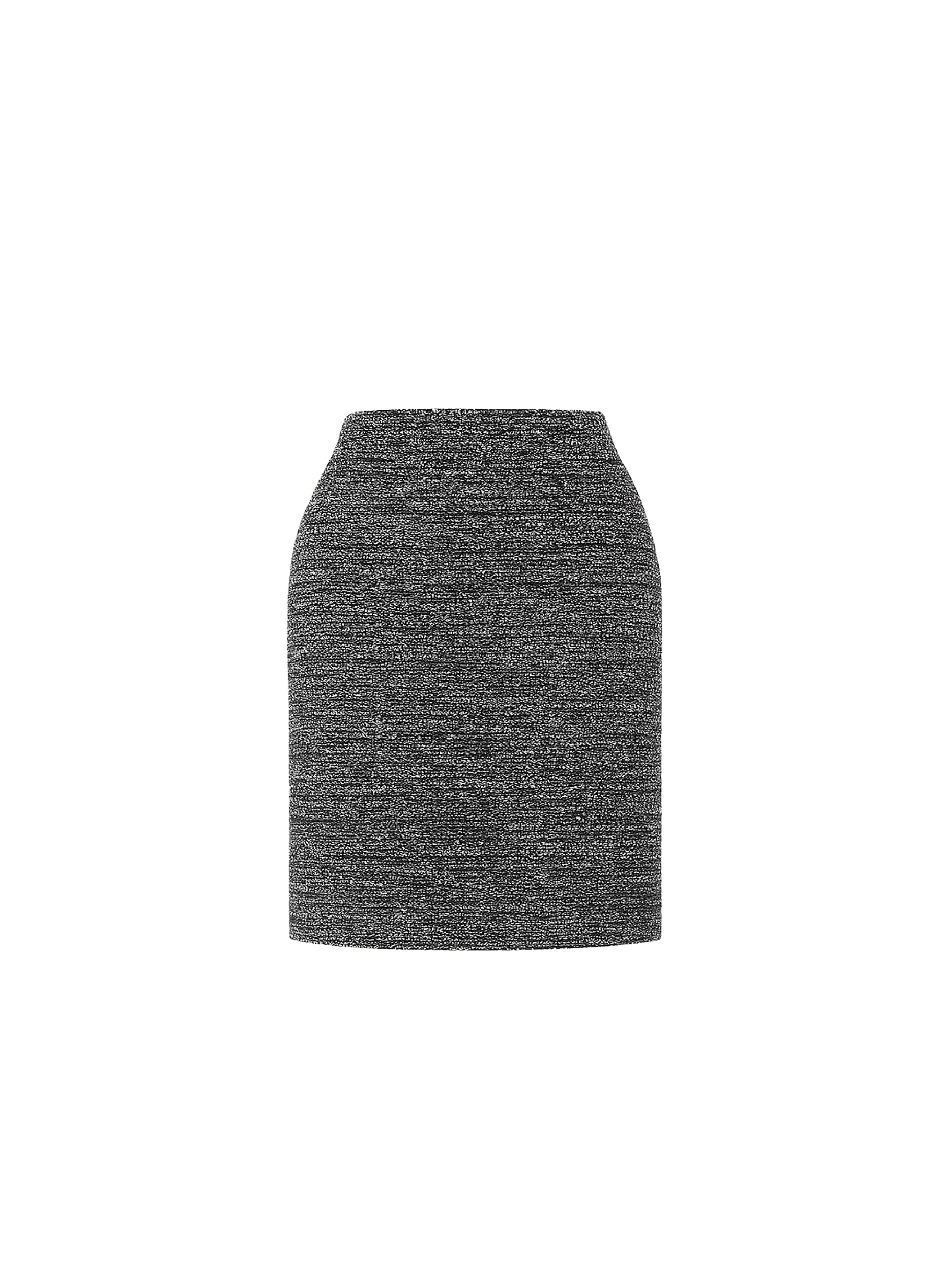 Short buttoned tweed skirt - Dark Grey